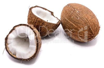 Fresh coconut isolated on white