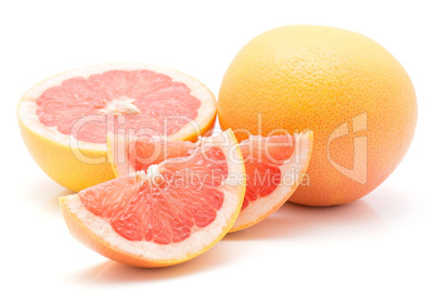 Red grapefruit isolated on white