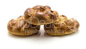 Braided bread loaf isolated on white