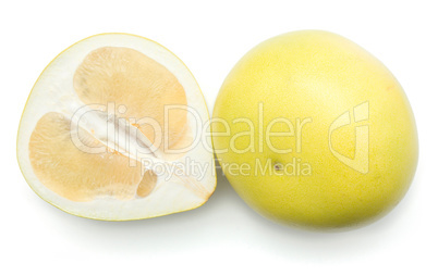 Fresh raw pamelo isolated on white