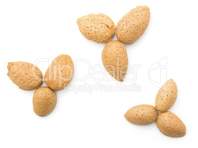 Raw almonds isolated on white