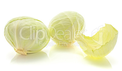 Raw white cabbage isolated on white