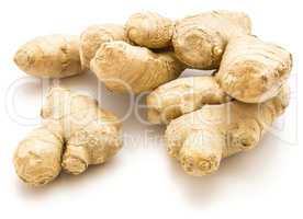 Fresh ginger root isolated on white