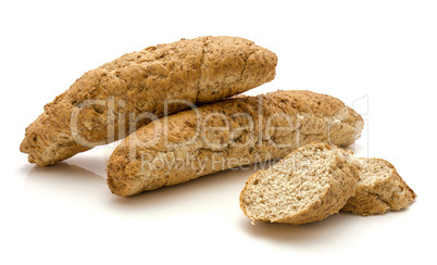 Wheat bran bread isolated on white