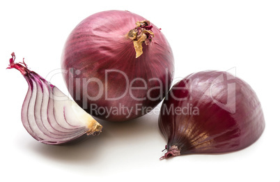 Fresh red onion isolated on white