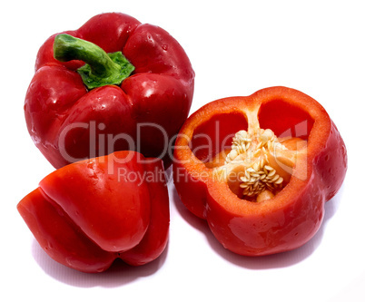 Fresh red paprika isolated on white