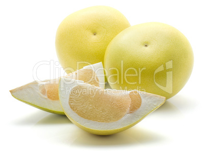 Fresh raw pamelo isolated on white