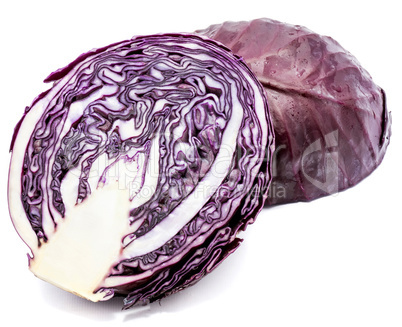 Fresh red cabbage isolated on white