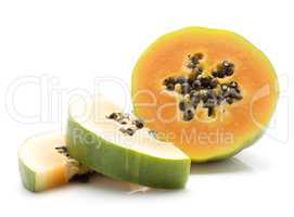Fresh raw papaya isolated on white