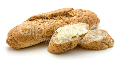 Wheat bran bread isolated on white