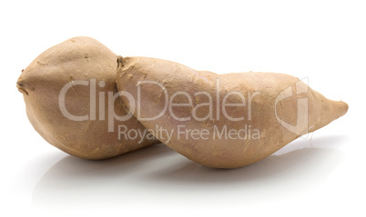 Fresh raw sweet potato isolated on white