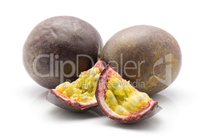 Fresh passion fruit isolated on white