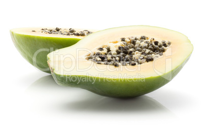 Fresh raw papaya isolated on white