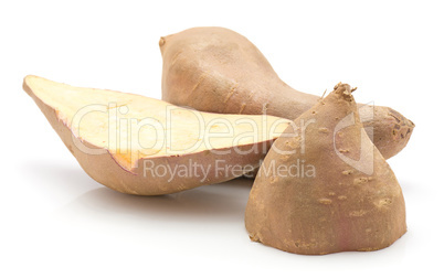 Fresh raw sweet potato isolated on white