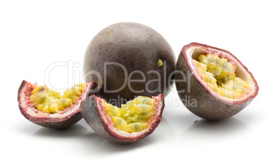 Fresh passion fruit isolated on white