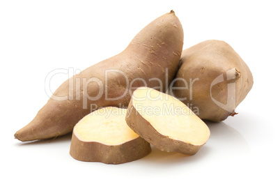 Fresh raw sweet potato isolated on white