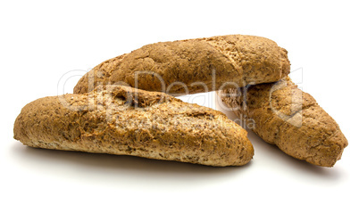 Wheat bran bread isolated on white