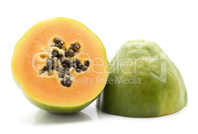 Fresh raw papaya isolated on white