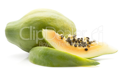 Fresh raw papaya isolated on white