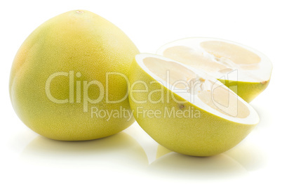 Fresh raw pamelo isolated on white