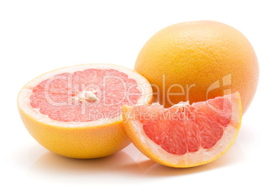 Red grapefruit isolated on white