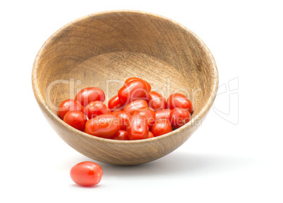 Red cherry tomatoes (bobulienka variety) isolated on white