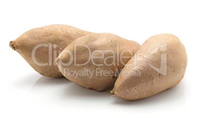 Fresh raw sweet potato isolated on white