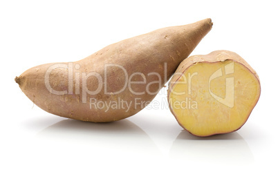 Fresh raw sweet potato isolated on white