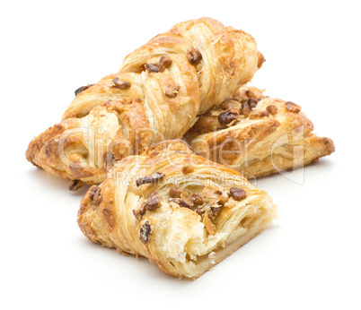 Sweet bread twist isolated on white