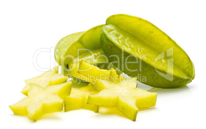 Fresh carambola isolated on white