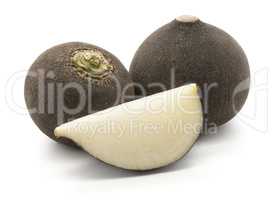 Black radish isolated on white