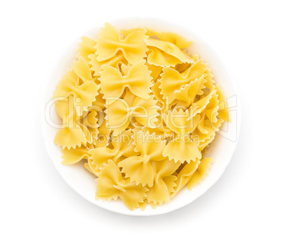 Raw fresh farfalle isolated on white