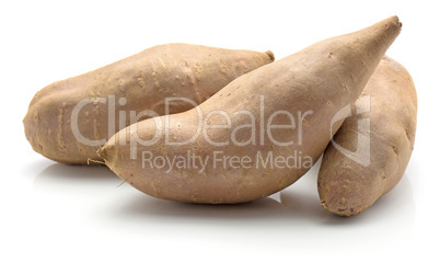 Fresh raw sweet potato isolated on white