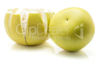 Fresh raw pamelo isolated on white