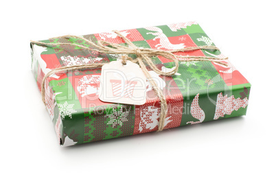 Present box tied on white background