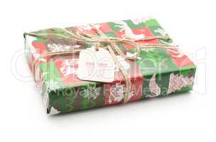Present box tied on white background