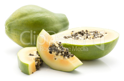 Fresh raw papaya isolated on white