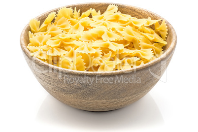 Raw fresh farfalle isolated on white