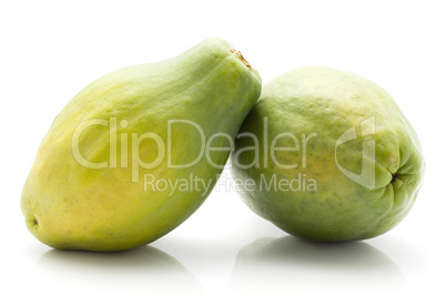 Fresh raw papaya isolated on white