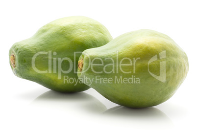 Fresh raw papaya isolated on white