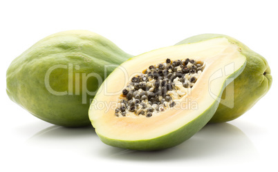 Fresh raw papaya isolated on white