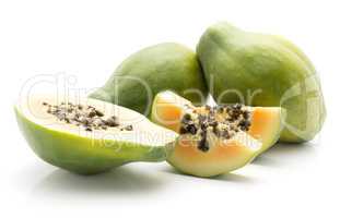 Fresh raw papaya isolated on white