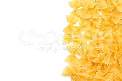 Raw fresh farfalle isolated on white