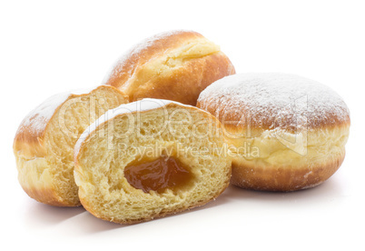 Fresh sufganiyah isolated on white