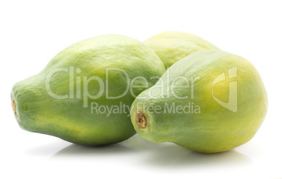 Fresh raw papaya isolated on white