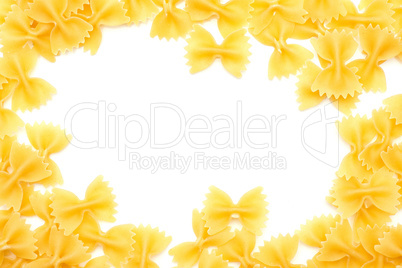 Raw fresh farfalle isolated on white