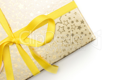 Present box tied on white background