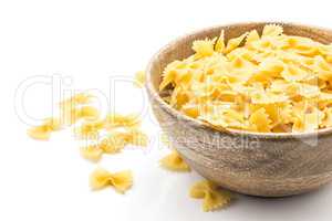 Raw fresh farfalle isolated on white