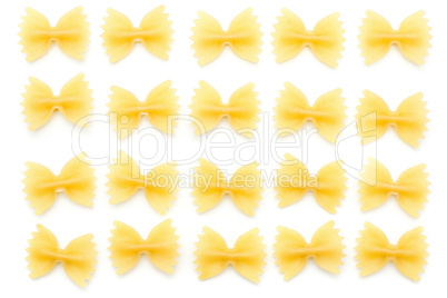 Raw fresh farfalle isolated on white