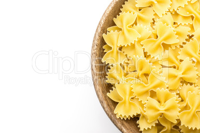 Raw fresh farfalle isolated on white